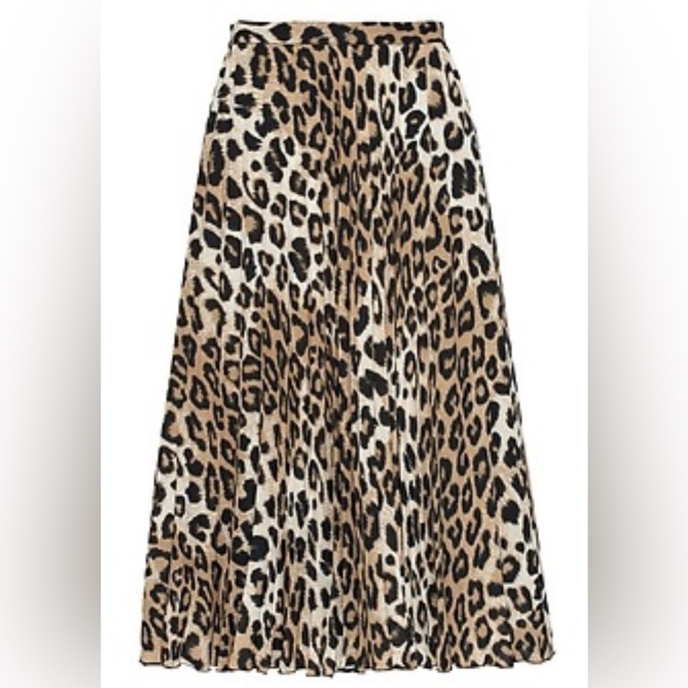 Banana Republic Leopard Print Midi Skirt - Tan, Black, Cream